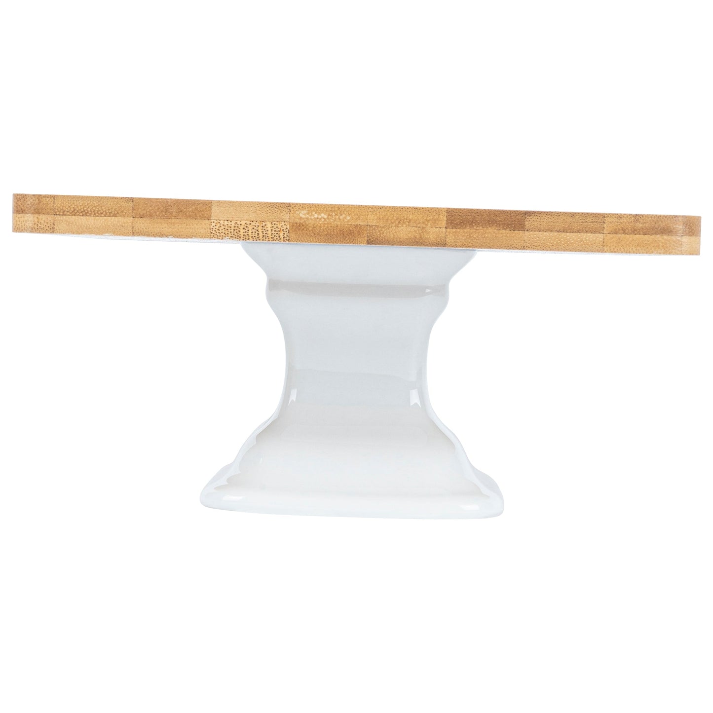 Chef 101 Hamptons Square Bamboo Serving Stand - with Porcelain Base - 8" x 8" x 4" - 1 count box