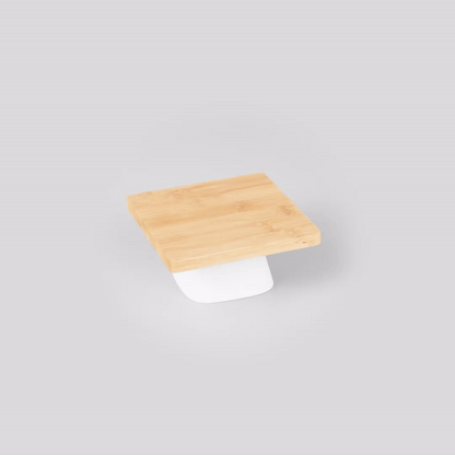 Chef 101 Hamptons Square Bamboo Serving Stand - with Porcelain Base - 5 1/2" x 5 1/2" x 2 1/2" - 1 count box