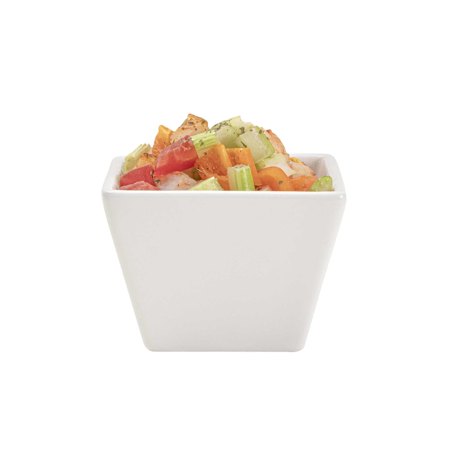 Chef 101 6 oz Square White Porcelain Kova Bowl - 3 1/2" x 3 1/2" x 2 1/2" - 10 count box