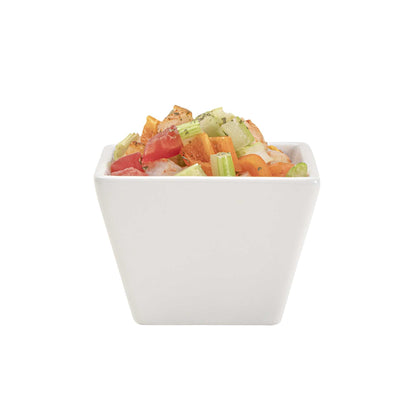 Chef 101 6 oz Square White Porcelain Kova Bowl - 3 1/2" x 3 1/2" x 2 1/2" - 10 count box