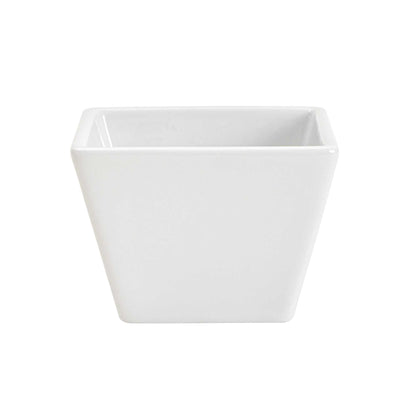 Chef 101 6 oz Square White Porcelain Kova Bowl - 3 1/2" x 3 1/2" x 2 1/2" - 10 count box