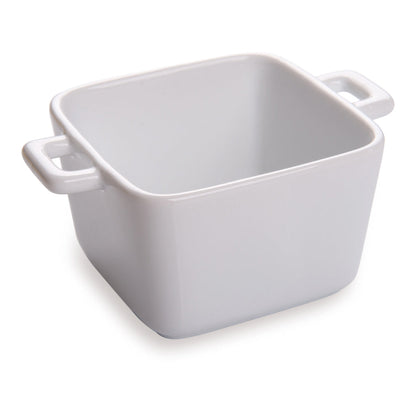 Chef 101 7 oz Square White Porcelain Mini Casserole Dish - 4 1/2" x 3 1/2" x 2" - 10 count box