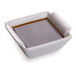 Chef 101 1 oz Square White Porcelain Mini Lipped Handle Bowl - 2 1/2" x 2 1/2" x 1" - 10 count box