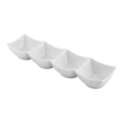 Chef 101 24 oz Square White Porcelain Cocktail Bowl Set - 14 3/4" x 3 3/4" x 2 1/4" - 1 count box