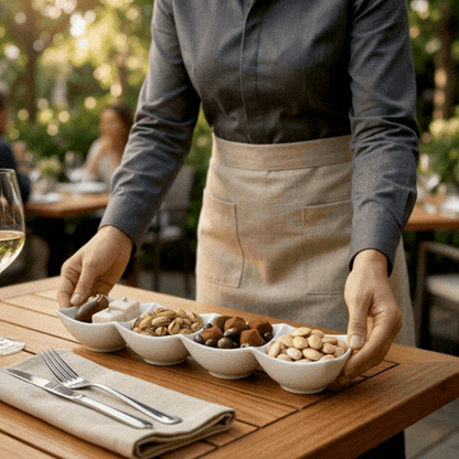Chef 101 24 oz Square White Porcelain Cocktail Bowl Set - 14 3/4" x 3 3/4" x 2 1/4" - 1 count box