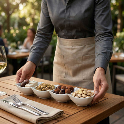 Chef 101 24 oz Square White Porcelain Cocktail Bowl Set - 14 3/4" x 3 3/4" x 2 1/4" - 1 count box