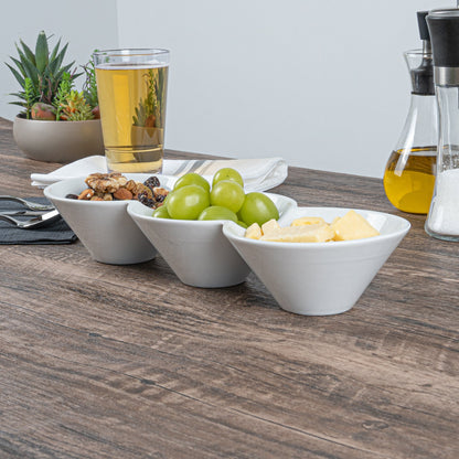 Chef 101 18 oz Round White Porcelain Modern Bowl Set - 13 1/2" x 5" x 2 1/4" - 1 count box