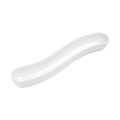 Chef 101 Swerve 10 oz Curved White Porcelain Olive Plate - 12" x 2 1/2" x 1 1/2" - 1 count box