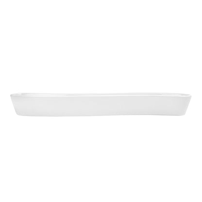 Chef 101 Swerve 10 oz Curved White Porcelain Olive Plate - 12" x 2 1/2" x 1 1/2" - 1 count box
