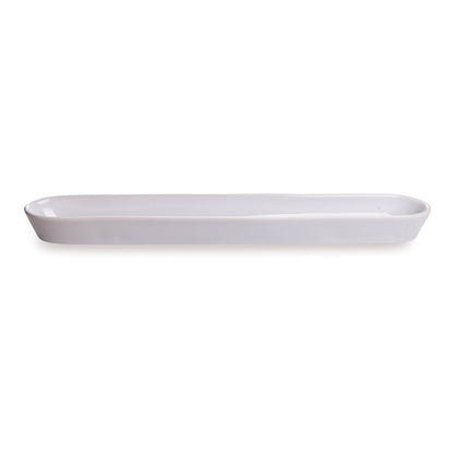 Chef 101 Siluro 14 oz White Porcelain Olive Plate - 16 1/4" x 2 1/4" x 1 1/2" - 1 count box