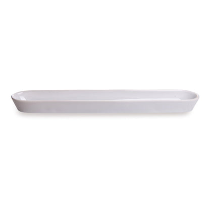 Chef 101 Siluro 10 oz White Porcelain Olive Plate - 12" x 1 1/2" x 1" - 1 count box