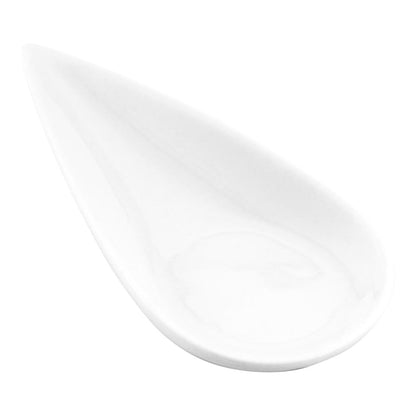 Chef 101 Teardrop White Porcelain Spoon - 4 1/4" x 2" x 3/4" - 10 count box