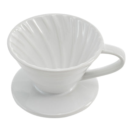 Restpresso 6 oz White Ceramic Coffee Dripper - 4" x 4" x 3" - 1 count box