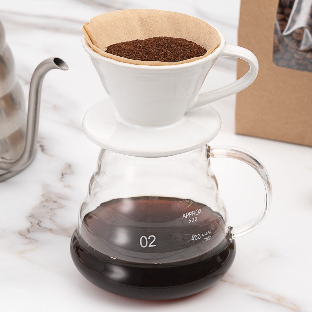 Restpresso 6 oz White Ceramic Coffee Dripper - 4" x 4" x 3" - 1 count box