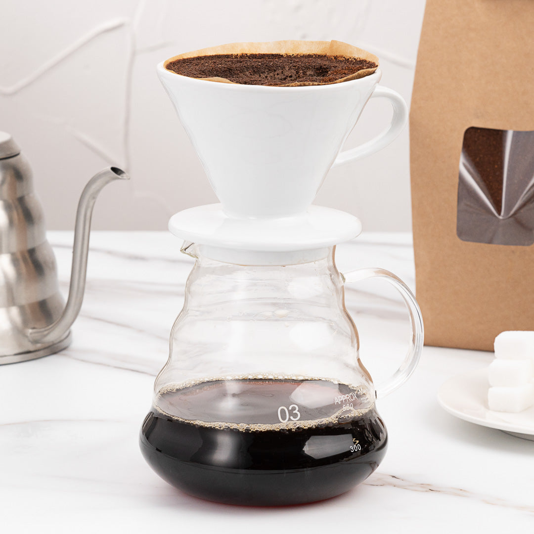 Restpresso 10 oz White Ceramic Coffee Dripper - 4 3/4" x 4 3/4" x 3 1/2" - 1 count box