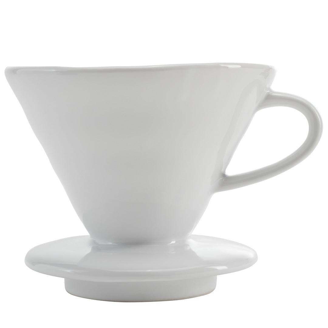Restpresso 10 oz White Ceramic Coffee Dripper - 4 3/4" x 4 3/4" x 3 1/2" - 1 count box