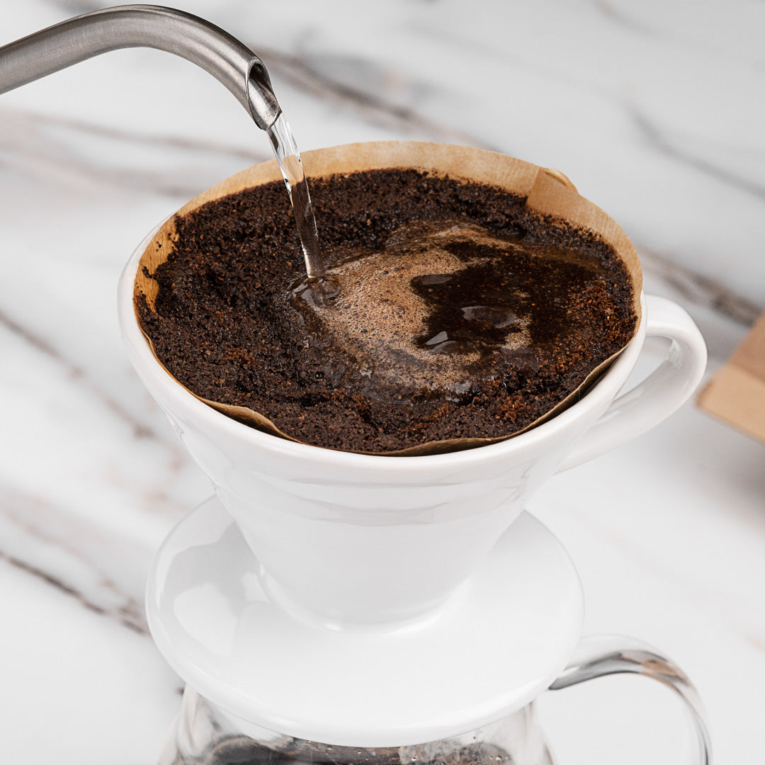 Restpresso 10 oz White Ceramic Coffee Dripper - 4 3/4" x 4 3/4" x 3 1/2" - 1 count box