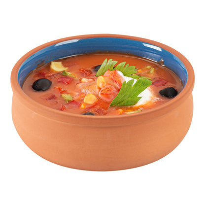 Terra Tek 17 oz Terracotta Cazuela Bowl - Blue Glazed Interior, Oven-Safe, Microwave-Safe - 5 3/4" x 5 3/4" x 2" - 2 count box