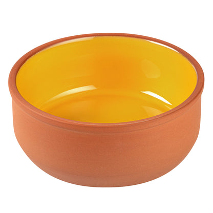 Terra Tek 27 oz Terracotta Cazuela Bowl - Yellow Glazed Interior, Oven-Safe, Microwave-Safe - 6 1/4'' x 6 1/4'' x 2 1/2'' - 2 count box