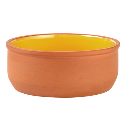 Terra Tek 27 oz Terracotta Cazuela Bowl - Yellow Glazed Interior, Oven-Safe, Microwave-Safe - 6 1/4'' x 6 1/4'' x 2 1/2'' - 2 count box