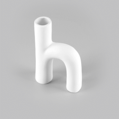 Table Art White Ceramic H-Shaped Vase - 6'' x 2 1/4'' x 9'' - 1 count box