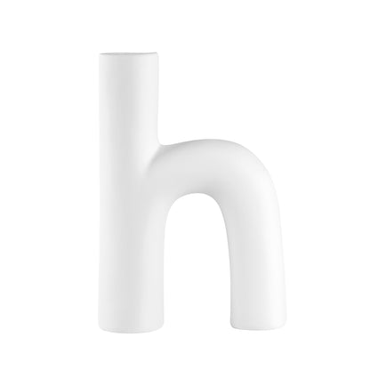 Table Art White Ceramic H-Shaped Vase - 6'' x 2 1/4'' x 9'' - 1 count box
