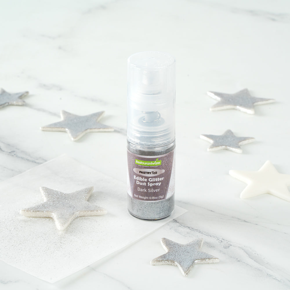 Pastry Tek 5g Dark Silver Edible Glitter Dust Spray - 1 count box