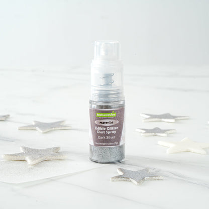 Pastry Tek 5g Dark Silver Edible Glitter Dust Spray - 1 count box