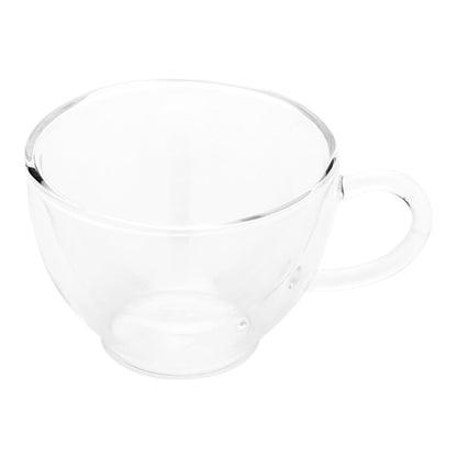 Forma Professional 6 oz Round Glass Cafe Cup - Double Wall, with Handle - 3 1/2" x 3 1/2" x 2 1/2" - 10 count box