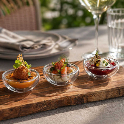 Forma Professional 1 oz Round Glass Amuse Bouche Tasting Cup - Double Wall - 2 3/4" x 2 3/4" x 1 1/4" - 10 count box