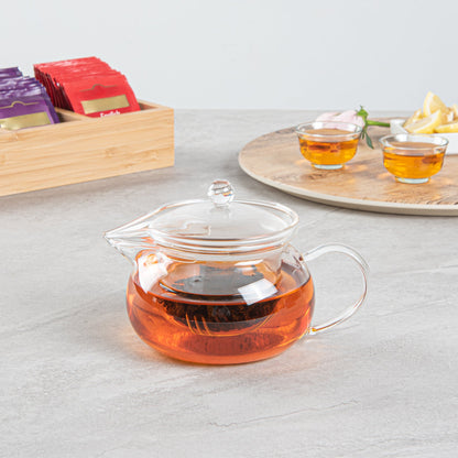 Forma Professional 17 oz Round Glass Teapot - Double Wall - 5 1/4" x 5 1/4" x 5" - 1 count box