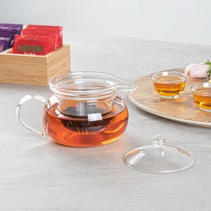 Forma Professional 17 oz Round Glass Teapot - Double Wall - 5 1/4" x 5 1/4" x 5" - 1 count box