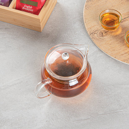 Forma Professional 17 oz Round Glass Teapot - Double Wall - 5 1/4" x 5 1/4" x 5" - 1 count box