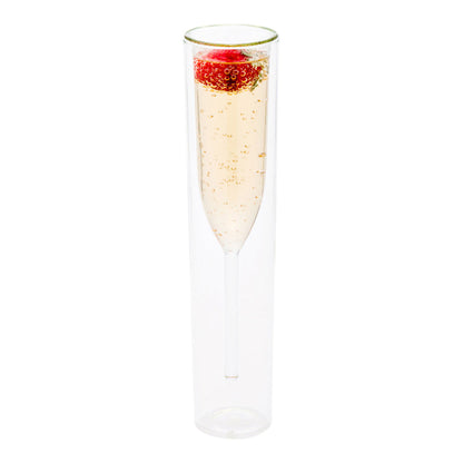 Forma Professional 4 oz Round Glass Champagne Flute - Double Wall - 2" x 2" x 9 1/4" - 10 count box