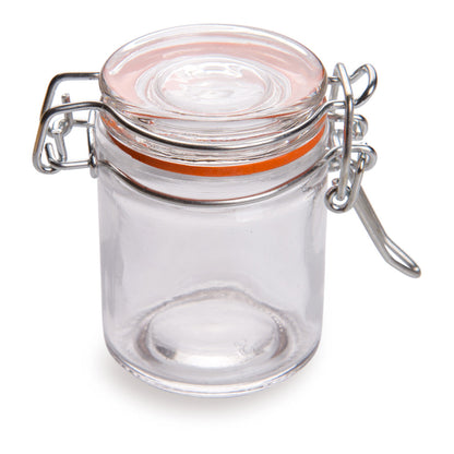 Vetri 2 oz Round Glass Nostalgic Mason Jar - with Clamp Lid - 1 3/4" x 1 3/4" x 2 1/4" - 10 count box