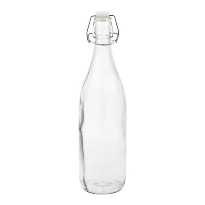 Vetri 34 oz Round Glass Nostalgic Bottle - Swing Top - 3 1/4" x 3 1/4" x 12 1/2" - 10 count box
