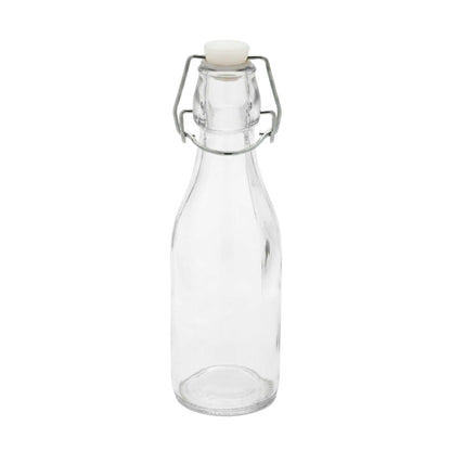 Vetri 9 oz Round Glass Nostalgic Bottle - Swing Top - 2 1/4" x 2 1/4" x 7 3/4" - 10 count box