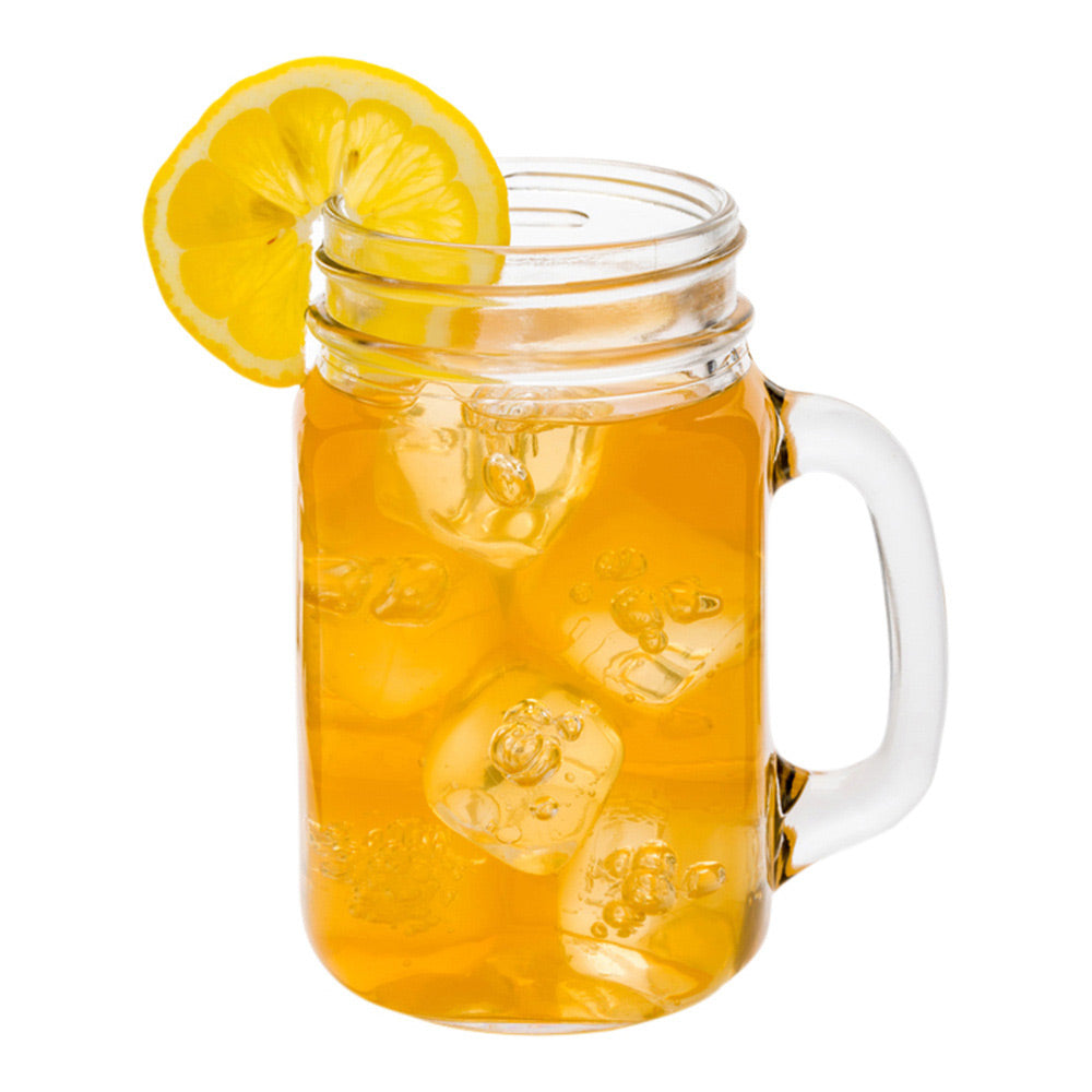 Bev Tek 18 oz Square Glass Mason Jar Mug - With Handle - 3 1/4" x 3 1/4" x 5 1/4" - 10 count box