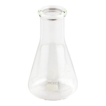 RW Lab 25 mL Glass Conical Flask - Borosilicate - 1 3/4" x 1 3/4" x 3" - 10 count box