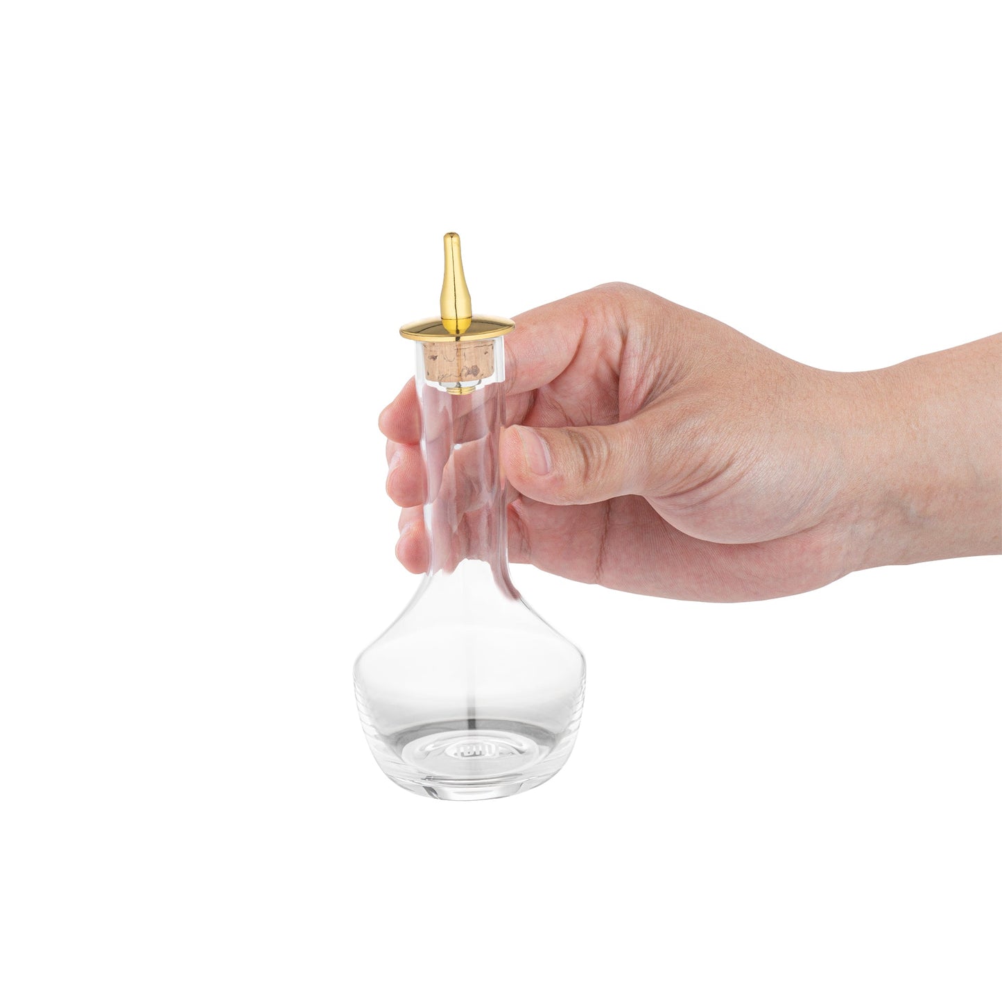 Bar Lux 4 oz Glass Modern Style Bitters Bottle - Gold-Plated Dasher - 5 3/4" x 2 3/4" x 2 3/4" - 1 count box