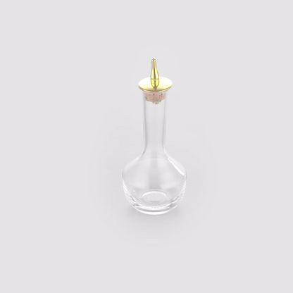 Bar Lux 4 oz Glass Modern Style Bitters Bottle - Gold-Plated Dasher - 5 3/4" x 2 3/4" x 2 3/4" - 1 count box