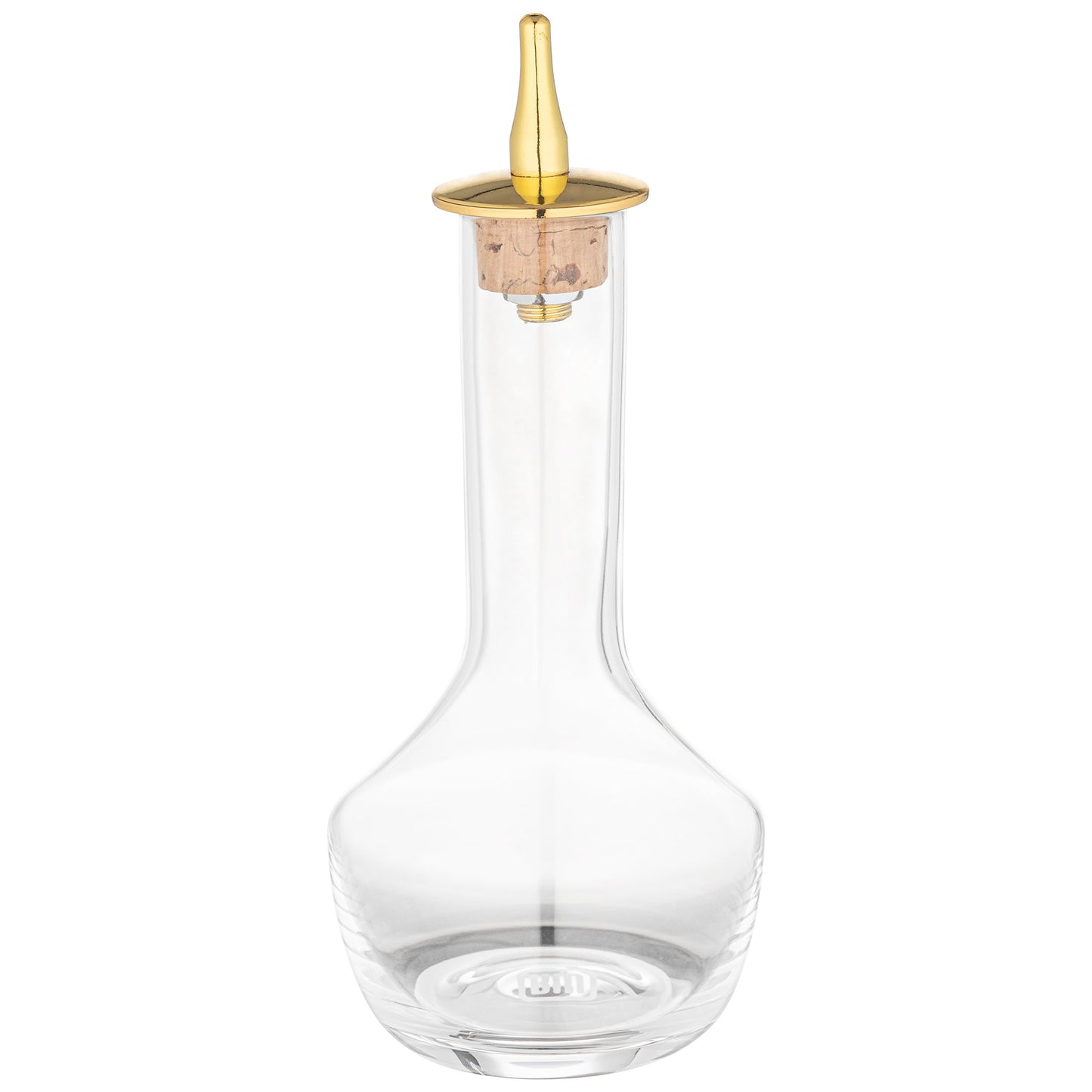 Bar Lux 4 oz Glass Modern Style Bitters Bottle - Gold-Plated Dasher - 5 3/4" x 2 3/4" x 2 3/4" - 1 count box