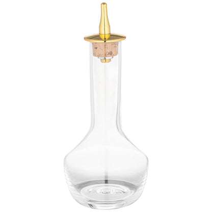 Bar Lux 4 oz Glass Modern Style Bitters Bottle - Gold-Plated Dasher - 5 3/4" x 2 3/4" x 2 3/4" - 1 count box