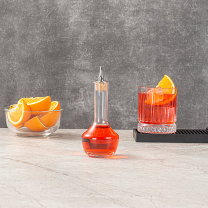 Bar Lux 4 oz Glass Modern Style Bitters Bottle - Silver Dasher - 5 3/4" x 2 3/4" x 2 3/4" - 1 count box