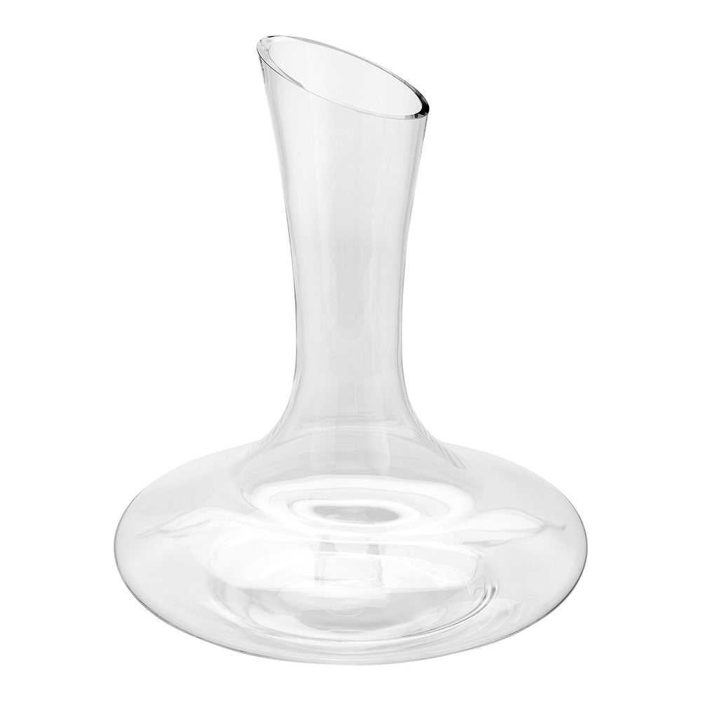 BordeauxWare 50 oz Glass Large Slanted Wine Decanter - Hand-Blown, Crystal - 8 3/4" x 8 3/4" x 10 1/4" - 1 count box
