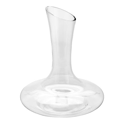 BordeauxWare 50 oz Glass Large Slanted Wine Decanter - Hand-Blown, Crystal - 8 3/4" x 8 3/4" x 10 1/4" - 1 count box