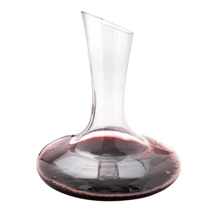 BordeauxWare 50 oz Glass Large Slanted Wine Decanter - Hand-Blown, Crystal - 8 3/4" x 8 3/4" x 10 1/4" - 1 count box