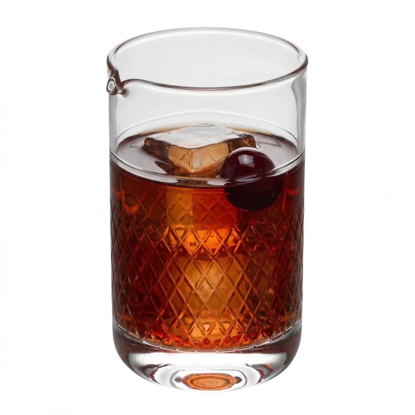 Bar Lux 17 oz Cocktail Mixing Glass - Diamond Cut Pattern, Hand-Blown, Crystal - 3 3/4" x 3 1/2" x 5 3/4" - 1 count box