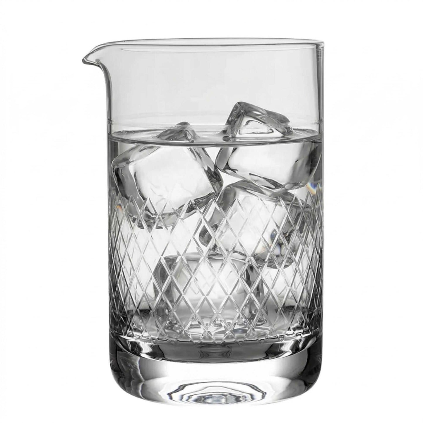 Bar Lux 30 oz Cocktail Mixing Glass - Diamond Cut Pattern, Hand-Blown, Crystal - 4 1/2" x 4" x 6 1/2" - 1 count box