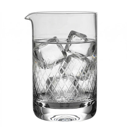 Bar Lux 30 oz Cocktail Mixing Glass - Diamond Cut Pattern, Hand-Blown, Crystal - 4 1/2" x 4" x 6 1/2" - 1 count box